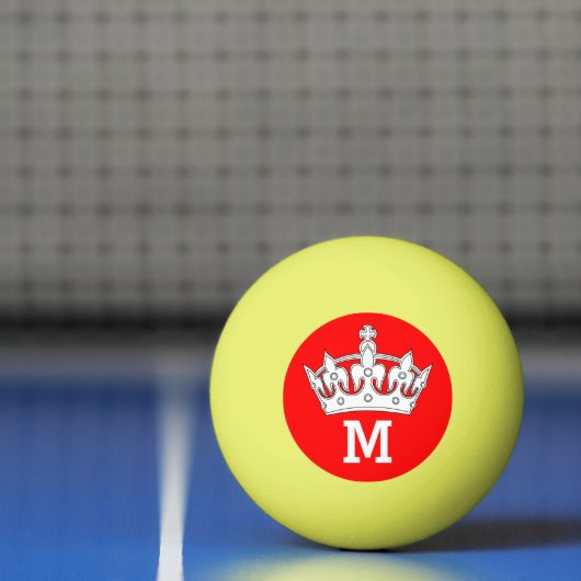 Rotes und weißes Kronenmonogramm personalisiert Tischtennisball (Netto)