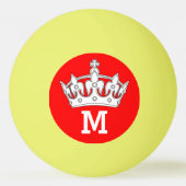 Rotes und weißes Kronenmonogramm personalisiert Tischtennisball (Vorderseite)