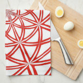 Rotes und weißes Küchentuch mit abstraktem Design (Viertel Falte)