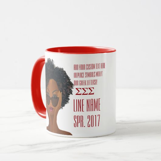 Rotes und weißes kundenspezifisches griechisches tasse (Vorderseite Links)