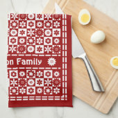 Rotes und weißes Land-klassische Retro Küchentuch (Viertel Falte)