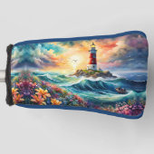 Rotes und weißes Leuchtturm Blumengarten Stormy Se Golf Headcover (Vorderseite)