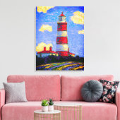 Rotes und weißes Leuchtturm oberhalb der Lavendelf Leinwanddruck (Insitu (Wohnzimmer))