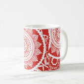 Rotes und weißes Mandala-Muster-Tasse Kaffeetasse (VorderseiteRechts)