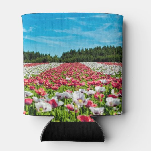 Rotes und weißes Mohnfeld Dosenkühler (Rückseite)