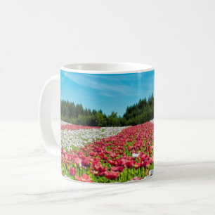 Rotes und weißes Mohnfeld Kaffeetasse