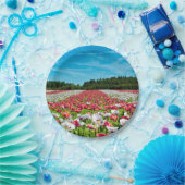 Rotes und weißes Mohnfeld Pappteller (Party)