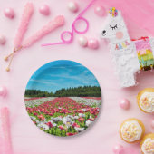 Rotes und weißes Mohnfeld Pappteller (Party)