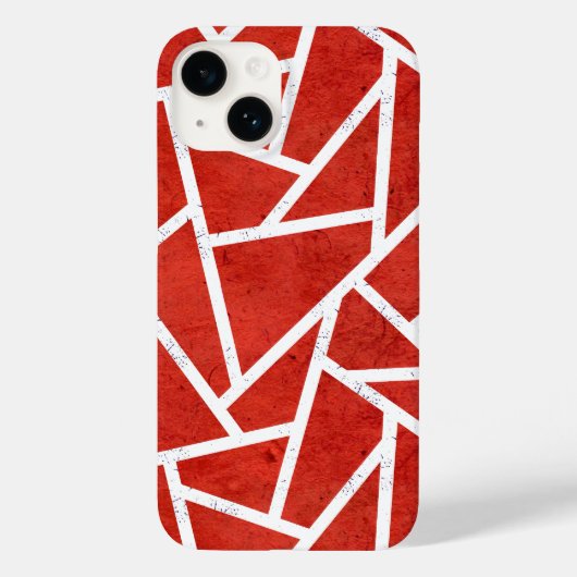 Rotes und weißes Mosaikmuster Case-Mate iPhone Hülle (Rückseite)