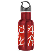 Rotes und weißes Mosaikmuster Edelstahlflasche (Rückseite)