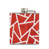 Rotes und weißes Mosaikmuster Flachmann (Rückseite)
