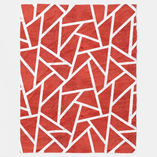 Rotes und weißes Mosaikmuster Fleecedecke (Vorderseite)