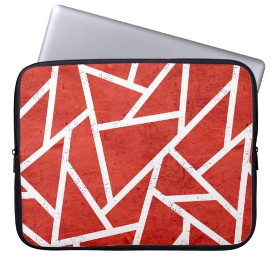 Rotes und weißes Mosaikmuster Laptopschutzhülle (Vorderseite)