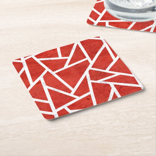 Rotes und weißes Mosaikmuster Rechteckiger Pappuntersetzer (angewinkelt)