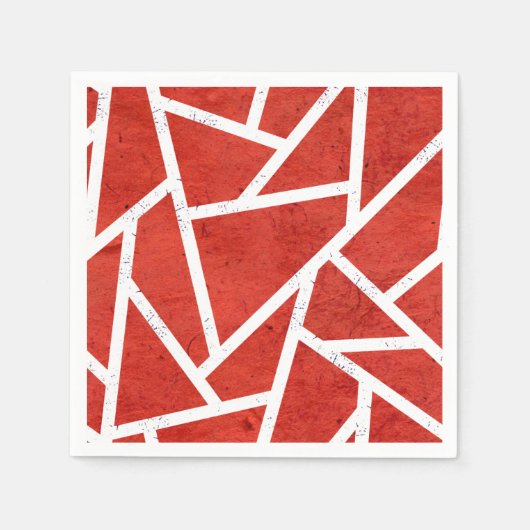 Rotes und weißes Mosaikmuster Serviette (Vorderseite)