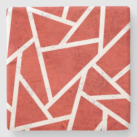Rotes und weißes Mosaikmuster Steinuntersetzer (Vorderseite)