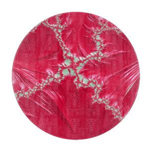 Rotes und weißes originelles Fraktal Design Schneidebrett