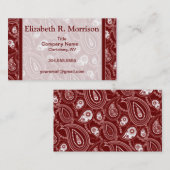 Rotes und weißes Paisley Visitenkarte (Vorne/Hinten)