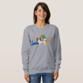 Rotes und weißes Papillon mit Agility Sweatshirt (Vorne ganz)