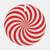 Rotes und weißes Pinrad/wirbeln Ornament Aus Glas (Rückseite)