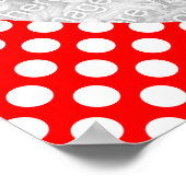 Rotes und weißes Polka Dot Heart Foto Poster (Ecke)