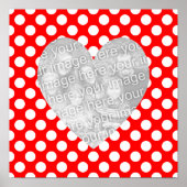 Rotes und weißes Polka Dot Heart Foto Poster (Vorne)