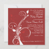 Rotes und weißes Quadrat-mit Monogramm Einladung (Rückseite)