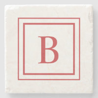 Rotes und weißes quadratisches Rahmenmonogramm 