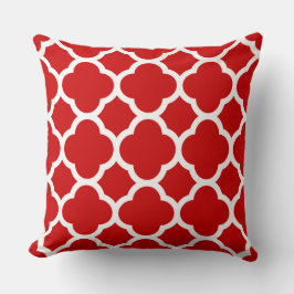Rotes und weißes Quatrefolienmuster Kissen