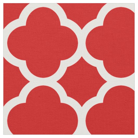 Rotes und weißes Quatrefolienmuster Stoff (Nahaufnahme)