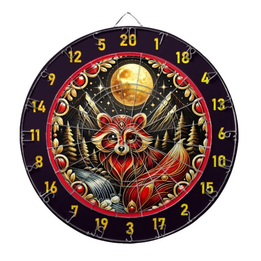 Rotes und weißes Raccoon unter Goldenem Glanz Dartscheibe (vorne)