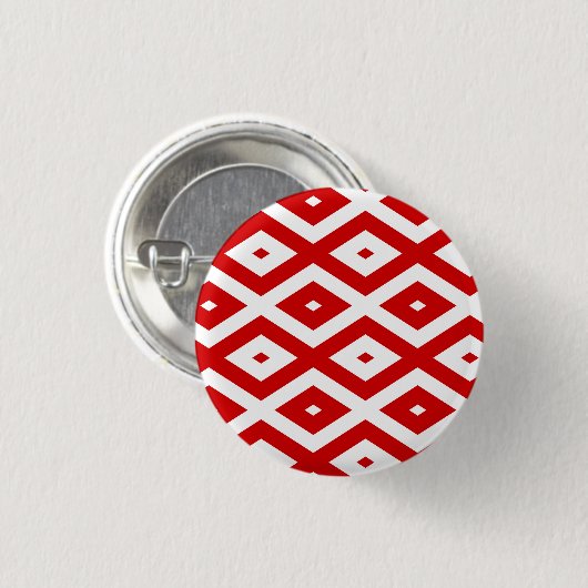 Rotes und weißes Rautenmuster Button (Vorne & Hinten)