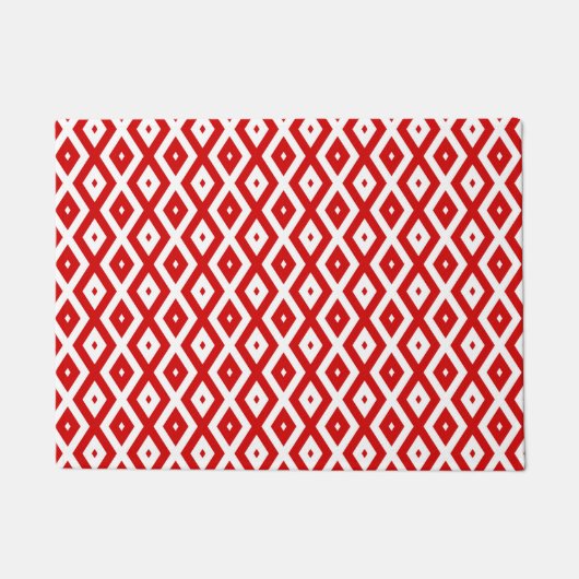 Rotes und weißes Rautenmuster Fußmatte (Vorderseite)