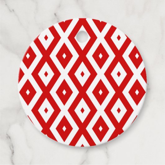 Rotes und weißes Rautenmuster Geschenkanhänger (Vorderseite)