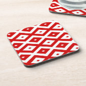 Rotes und weißes Rautenmuster Getränkeuntersetzer (Linke Seite)