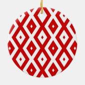Rotes und weißes Rautenmuster Keramik Ornament (Hinten)
