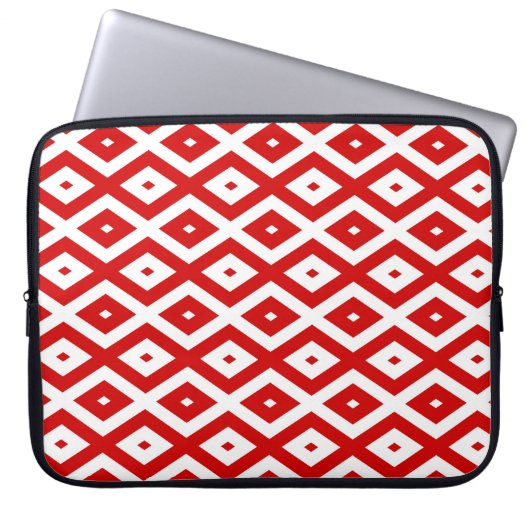Rotes und weißes Rautenmuster Laptopschutzhülle (Vorderseite)