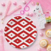 Rotes und weißes Rautenmuster Pappteller (Party)