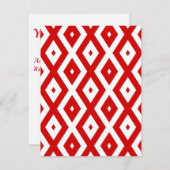 Rotes und weißes Rautenmuster RSVP Karte (Vorne/Hinten)