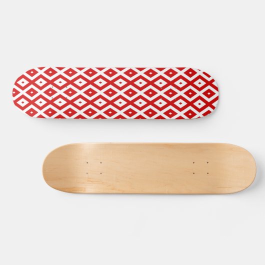 Rotes und weißes Rautenmuster Skateboard (Horizontal)