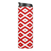 Rotes und weißes Rautenmuster Thermosbecher (Nach rechts gedreht)
