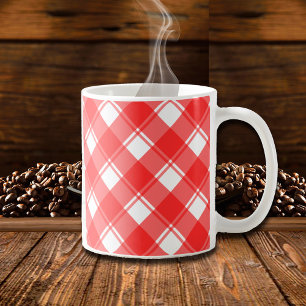 Rotes und weißes Retro-Karomuster-Tasse Kaffeetasse