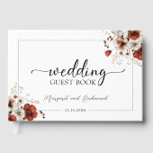 Rotes und weißes Rustikales Blumenbuch Gästebuch (Vorderseite)