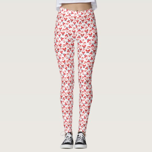 Rotes und weißes Santa Claus-Neuartiges Party Leggings (Vorderseite)