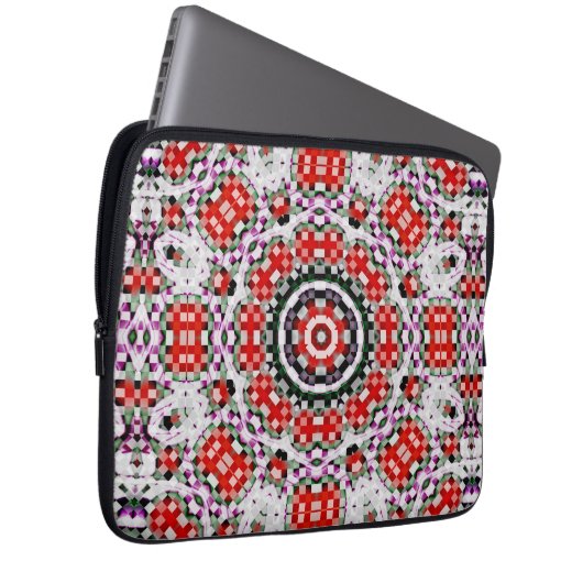 Rotes und weißes Schach oder Pixelkaleidoskop Laptopschutzhülle (Vorne Rechts)