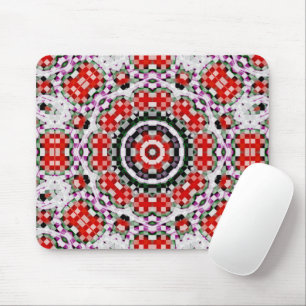Rotes und weißes Schach oder Pixelkaleidoskop Mousepad