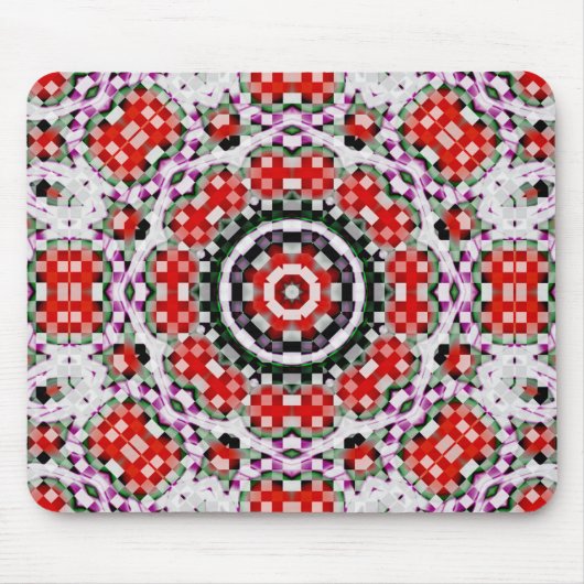 Rotes und weißes Schach oder Pixelkaleidoskop Mousepad (Vorne)