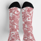 Rotes und weißes Schädelmuster Socken (Oben)