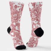 Rotes und weißes Schädelmuster Socken (Gewinkelt)