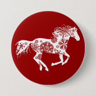 Rotes und weißes Schneeflocken Button